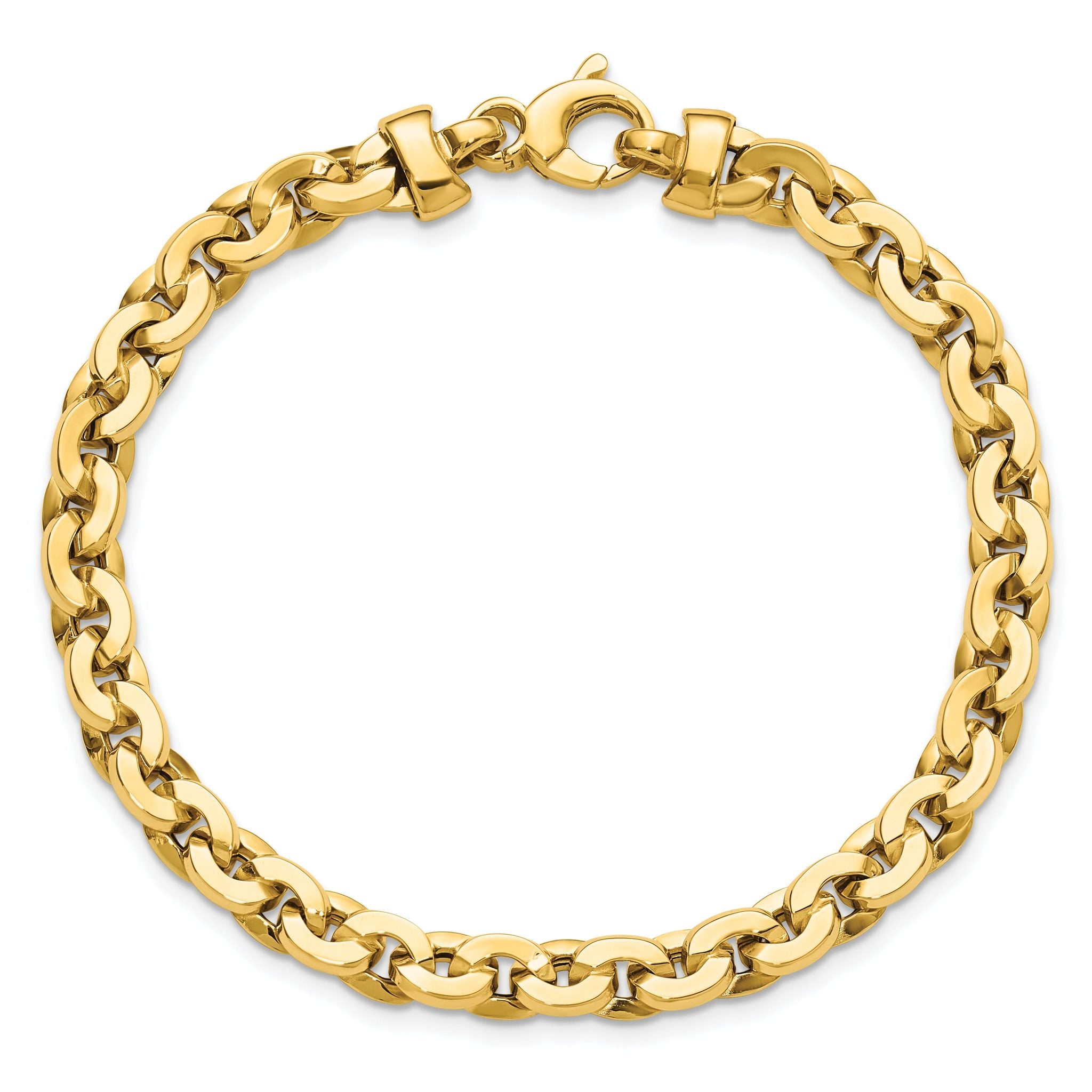 14K Polished Fancy Round Link Bracelet