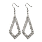 Stainless Steel Polished Geometric Textured Drop Dangle Earrings for Women