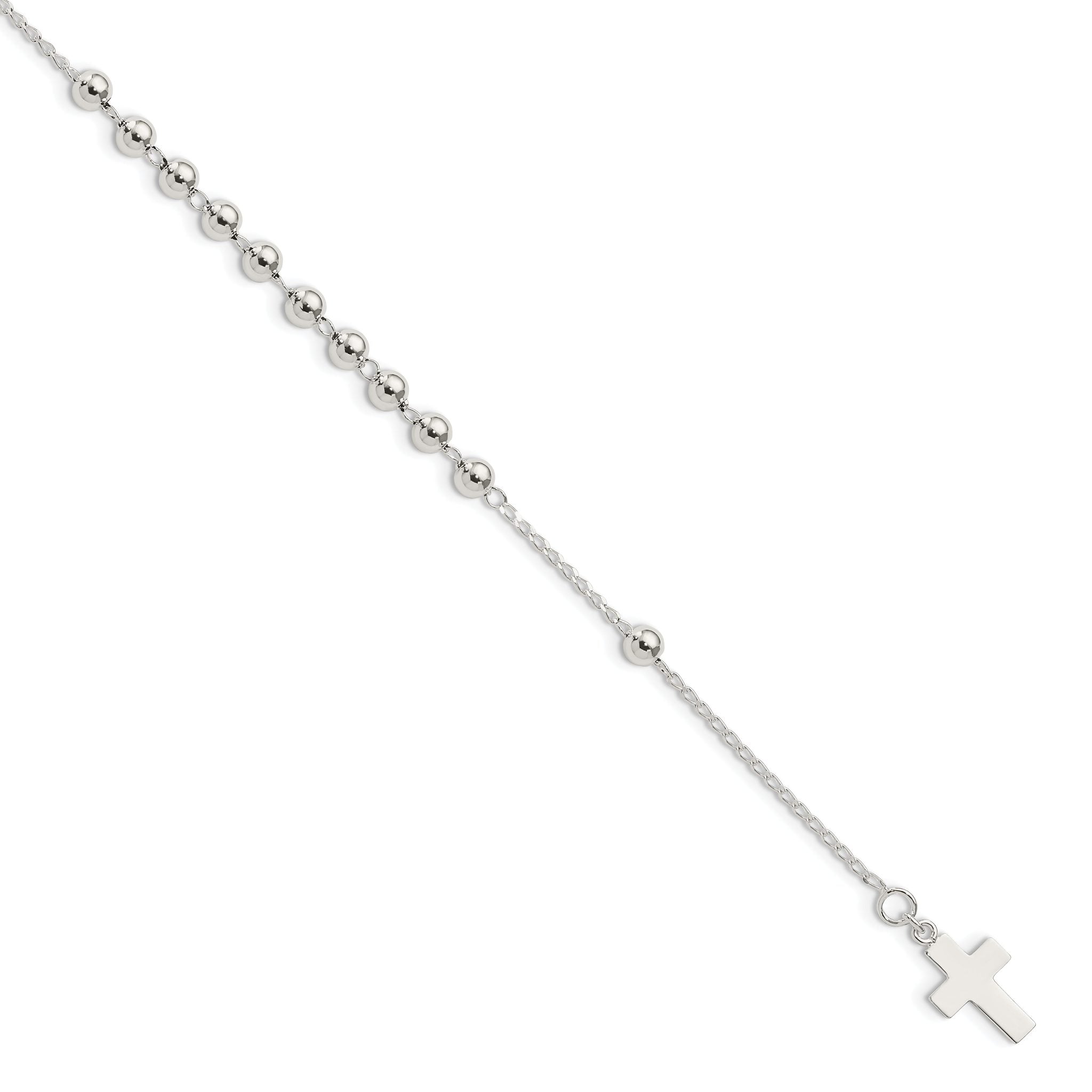 Sterling Silver Beaded Cross Bracelet Main image