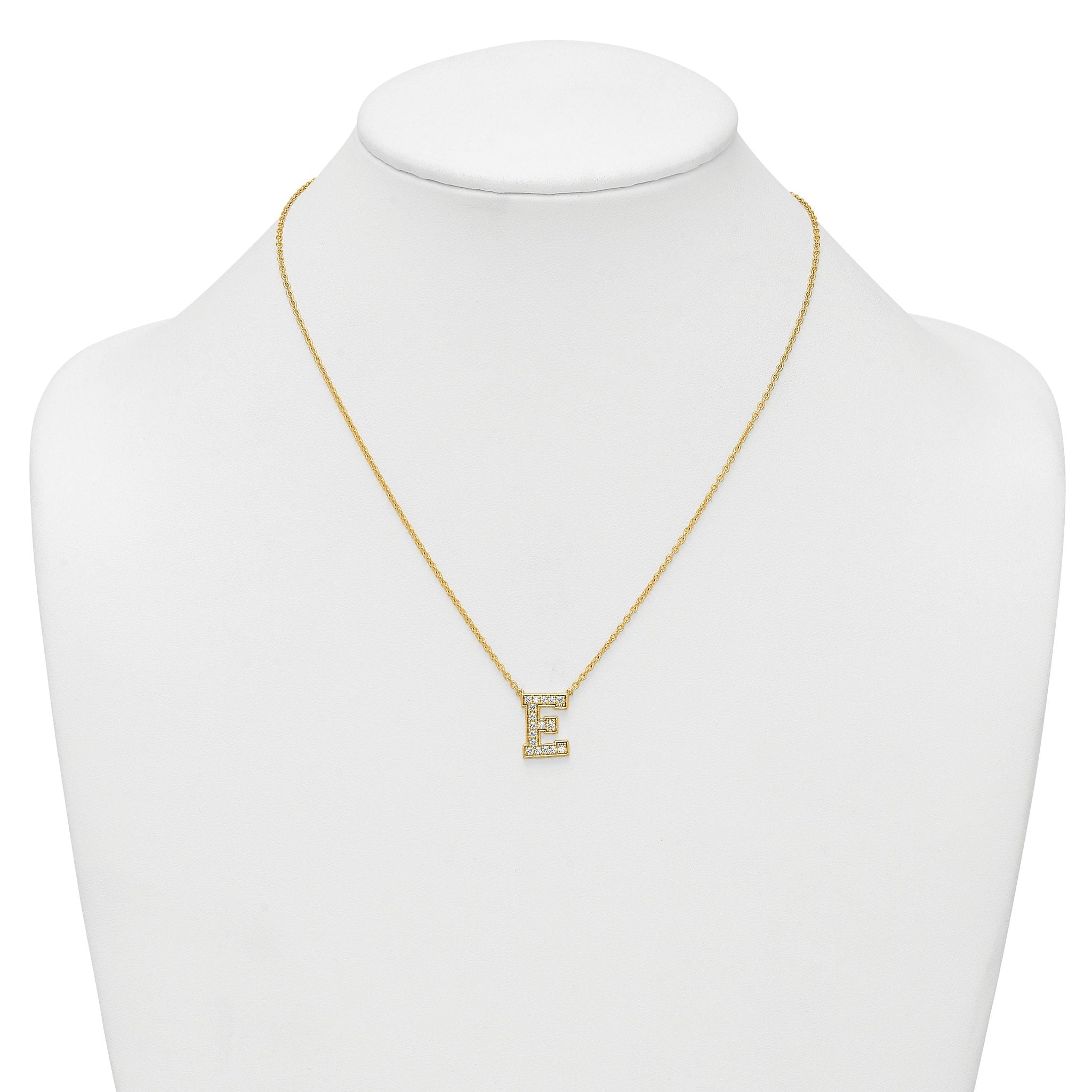 14k 3/8 carat Lab Grown Diamond VS+ F+ Complete Letter E 18 inch Initial Necklace