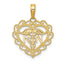 14K Gold RN Registered Nurse Heart Pendant with Polished Finish