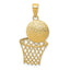 14K Gold Diamond-Cut Basketball and Net Charm for Men Polished Finish