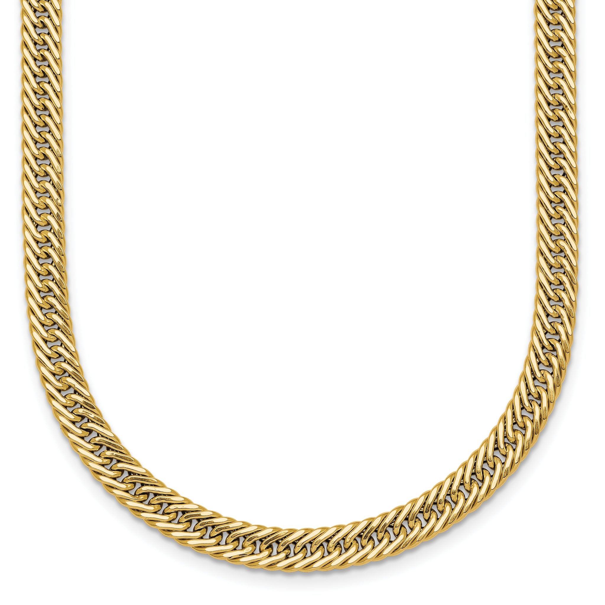 14k Polished Fancy Hollow Curb Link 17 inch Necklace Main image