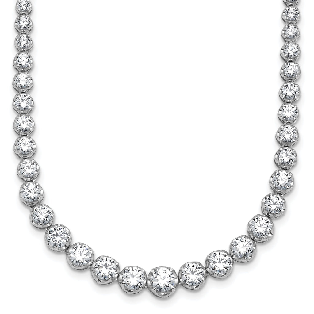14k White Gold 10 carat Certified Lab Grown Diamond VS+ F+ Complete Round 16 inch Graduated Tennis Necklace