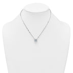 Sterling Silver Rhodium-plated Polished Round CZ with Paperclip Chain 16 inch with 2 inch Extension Necklace