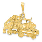 10K Gold Solid Diamond-Cut Trailer Charm Pendant, Polished Finish 30mm