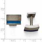 Brushed Titanium Blue Stripe Cuff Links