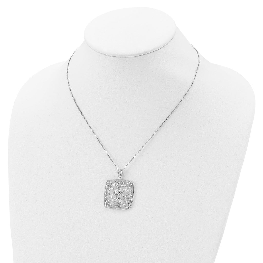 Sentimental Expressions Sterling Silver Rhodium-plated I Care About What You Are Going Through 18 Necklace