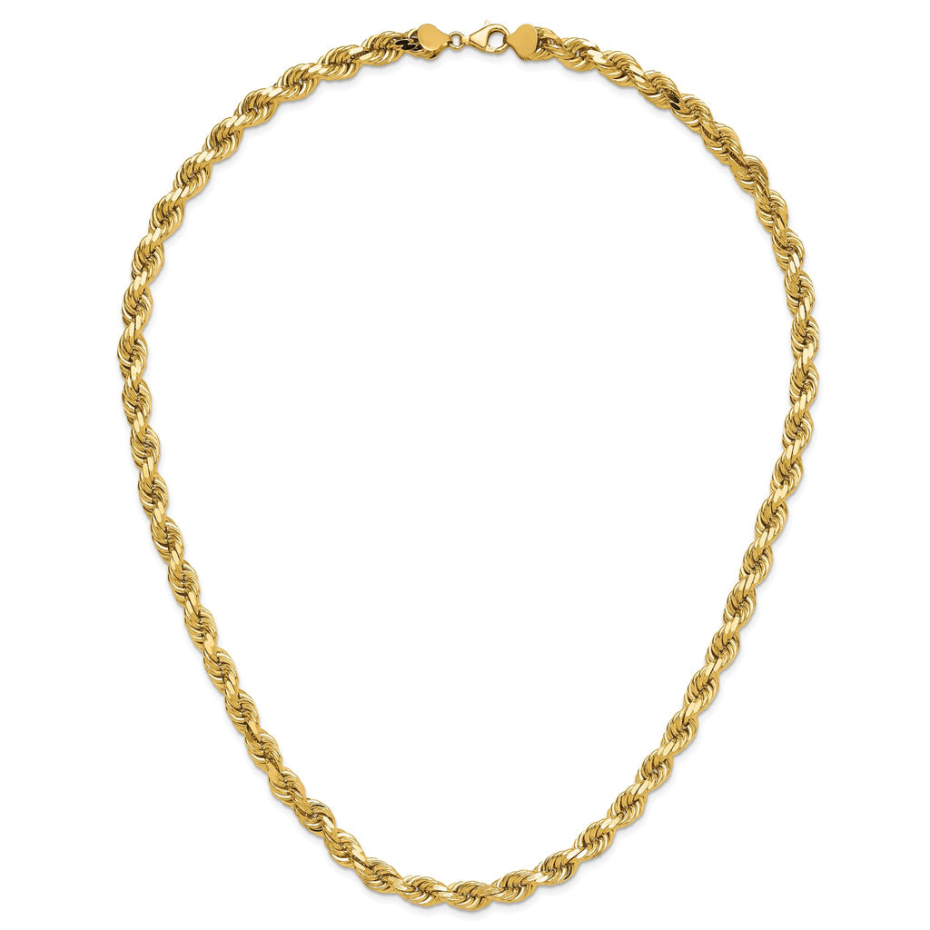 14K 20 inch 8mm Diamond-cut Rope with Fancy Lobster Clasp Chain