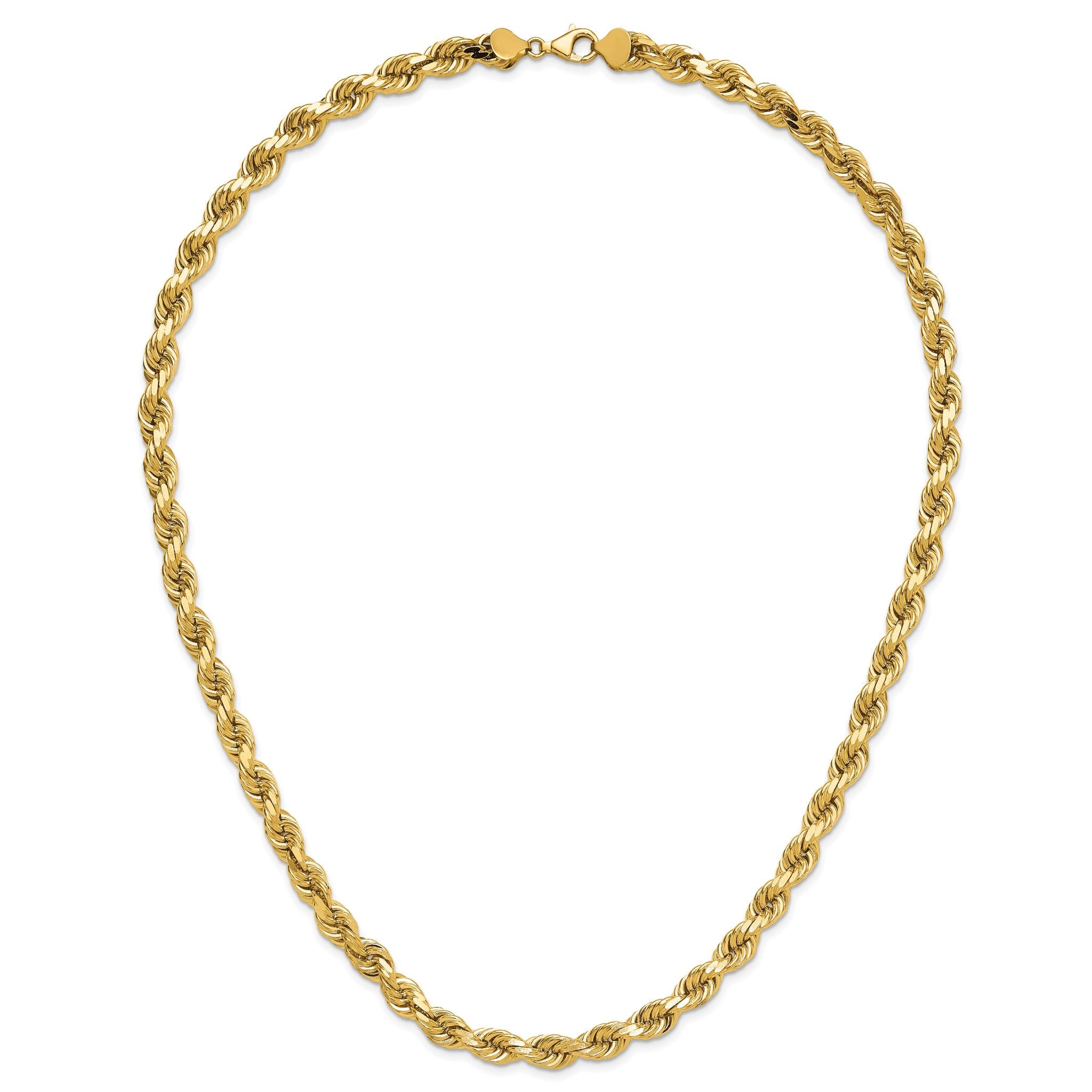 14K 20 inch 8mm Diamond-cut Rope with Fancy Lobster Clasp Chain