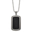 Chisel Stainless Steel Antiqued and Polished Black Textured Leather Inlay Dog Tag on a 22 inch Ball Chain Necklace