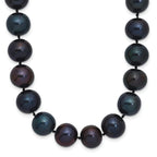 Sterling Silver Rhodium-plated 10-11mm Black Near-Round Freshwater Cultured Pearl 16 inch Necklace