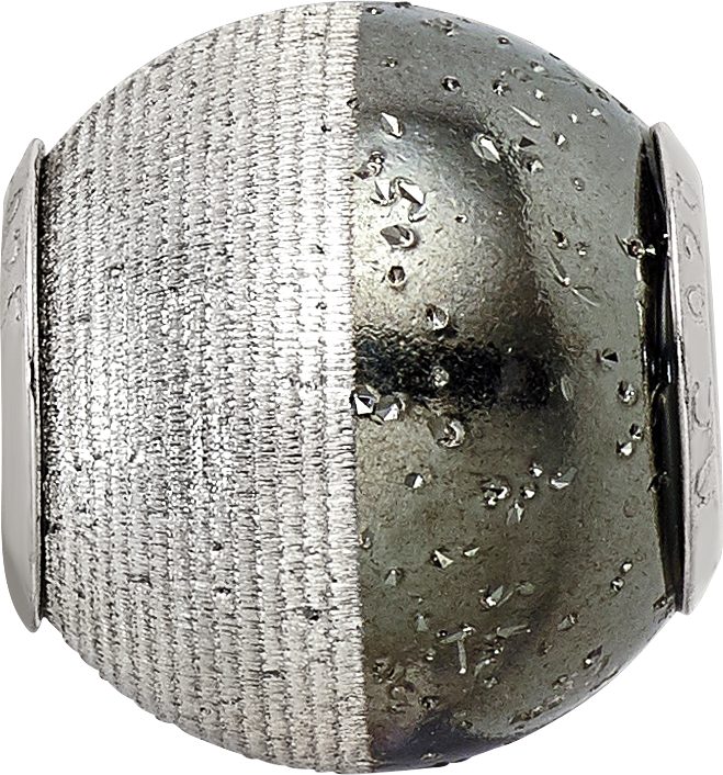 Sterling Silver 925 Bead with Black Sparkles Hollow Reflections Bead