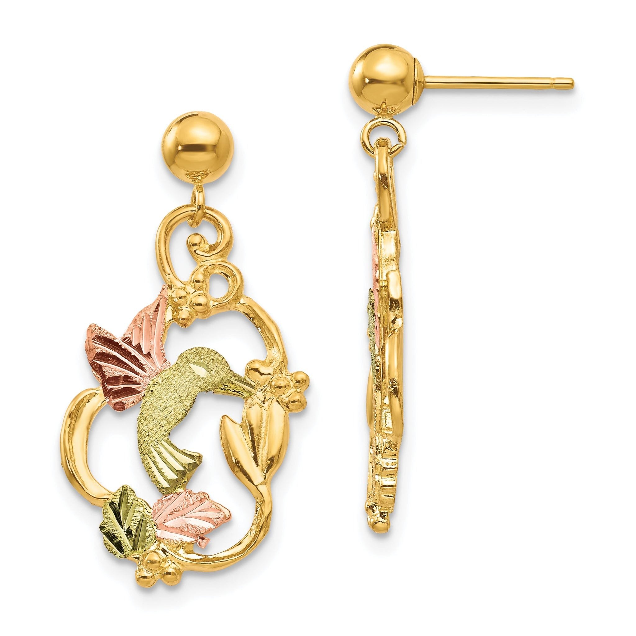 10k Tri-color Black Hills Gold Post Earrings Main image