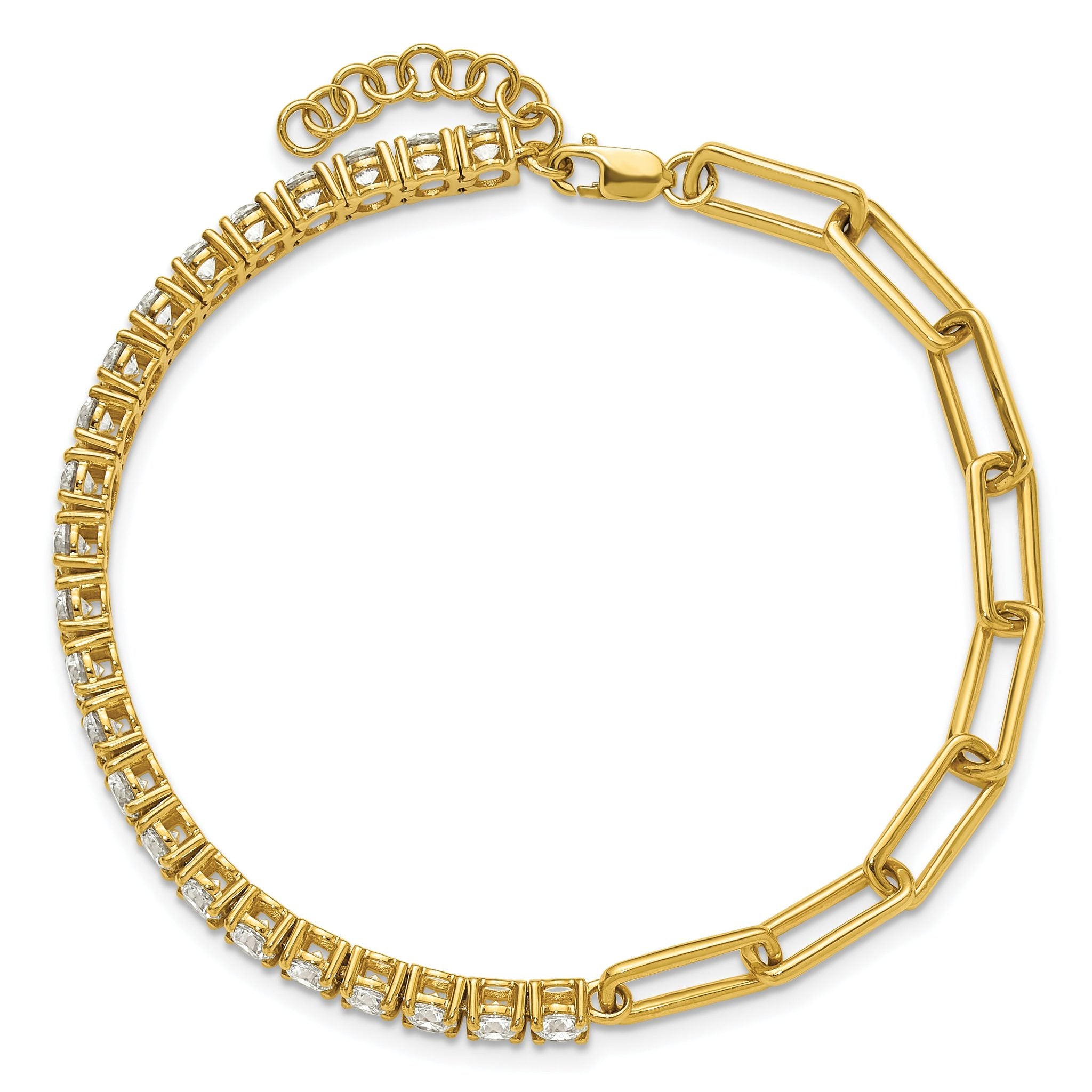 14k 3 3/4 carat Lab Grown Diamond VS/SI+ G+ Half Paperclip 7 inch with 1 inch exension Bracelet