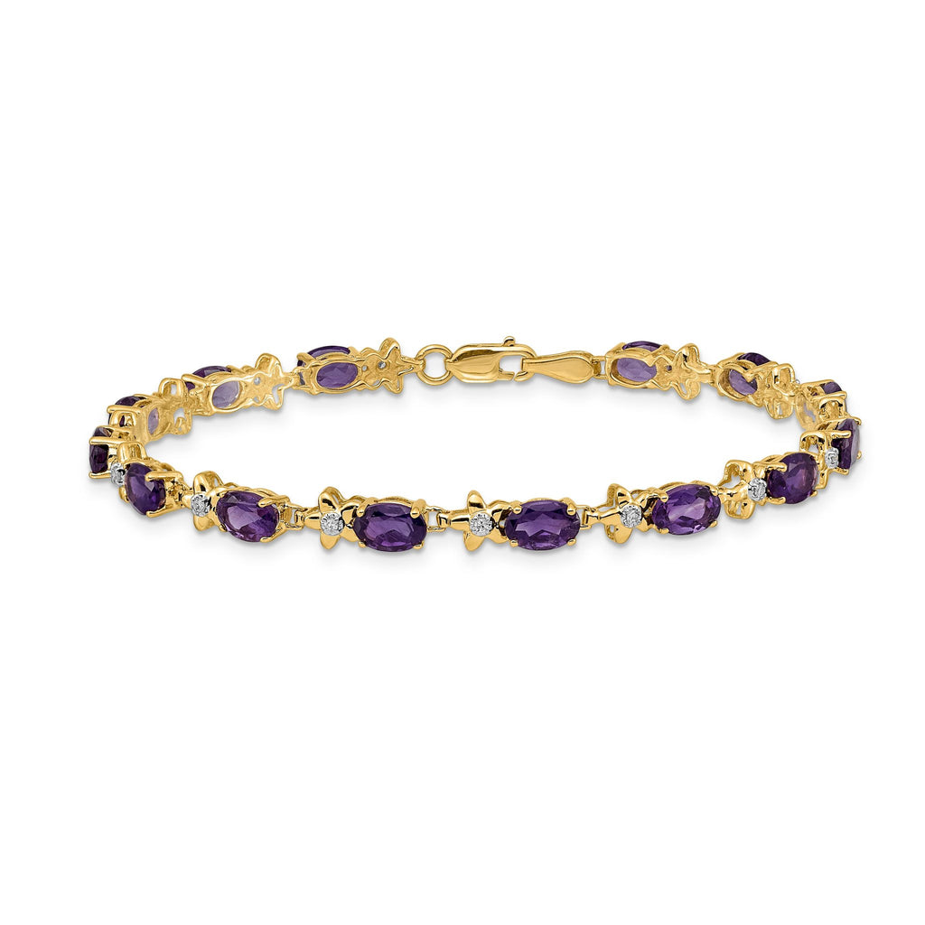 14k Floral Diamond and Amethyst Bracelet