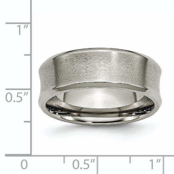 Concave Beveled-Edge Wedding Band in Titanium, 8mm