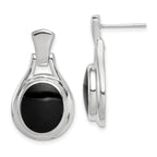 Sterling Silver Rhodium-Plated Polished Onyx Dangle Earrings for Women
