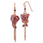 Purple Glass Bead Cluster Dangle Earrings in Brass Tone