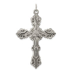 Sterling Silver 925 Antiqued Cross Pendant with Polished Finish Elegant Design