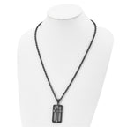 Cross Wire Inlay Dog Tag Necklace in Black IP Stainless Steel