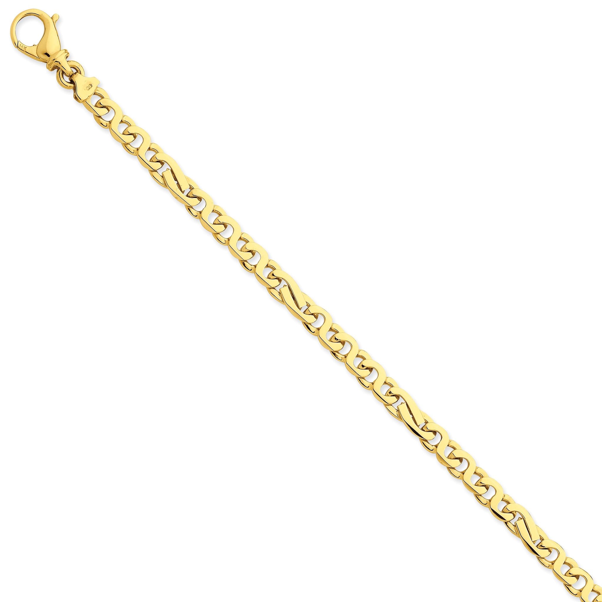 14K Gold Polished Fancy Link Bracelet with Elegant Lobster Clasp