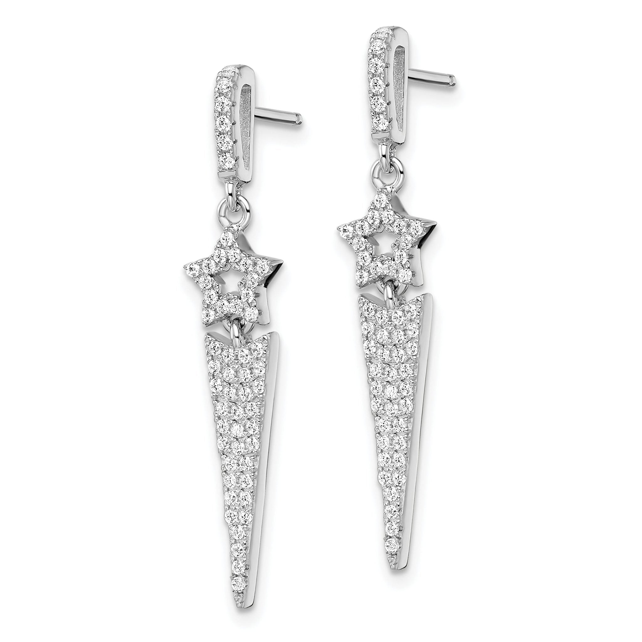 Sophia Jewelers Sterling Silver Star Dangle Earrings with 108 CZ Stones Secondary image