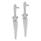 Sophia Jewelers Sterling Silver Star Dangle Earrings with 108 CZ Stones