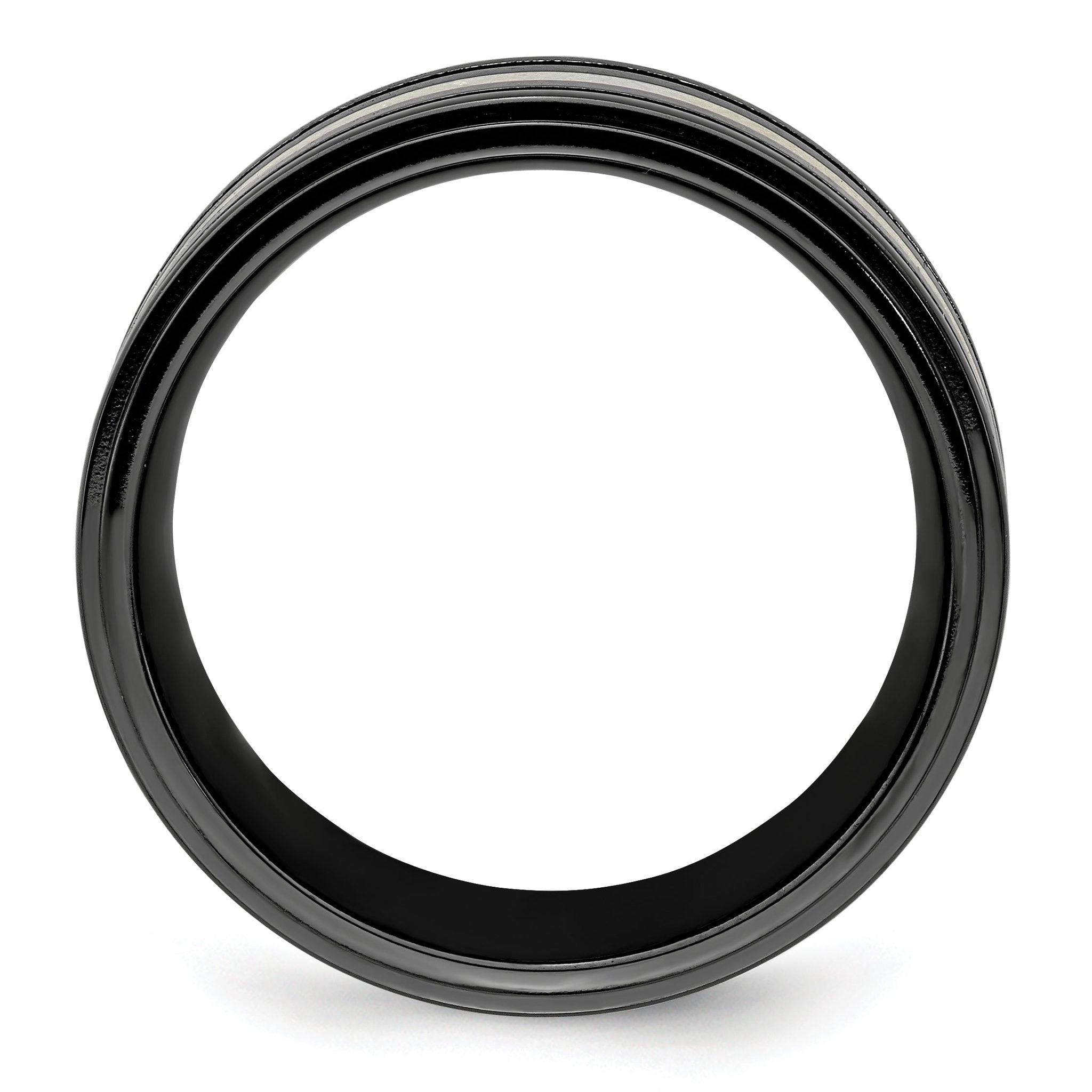 Edward Mirell Black Ti Sterling 925 & Grooved Blue Anodized Band Secondary image