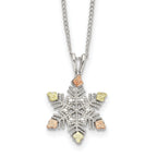 Landstrom's Sterling Silver Necklace with 12K Rose and Green Gold Snowflake Pendant