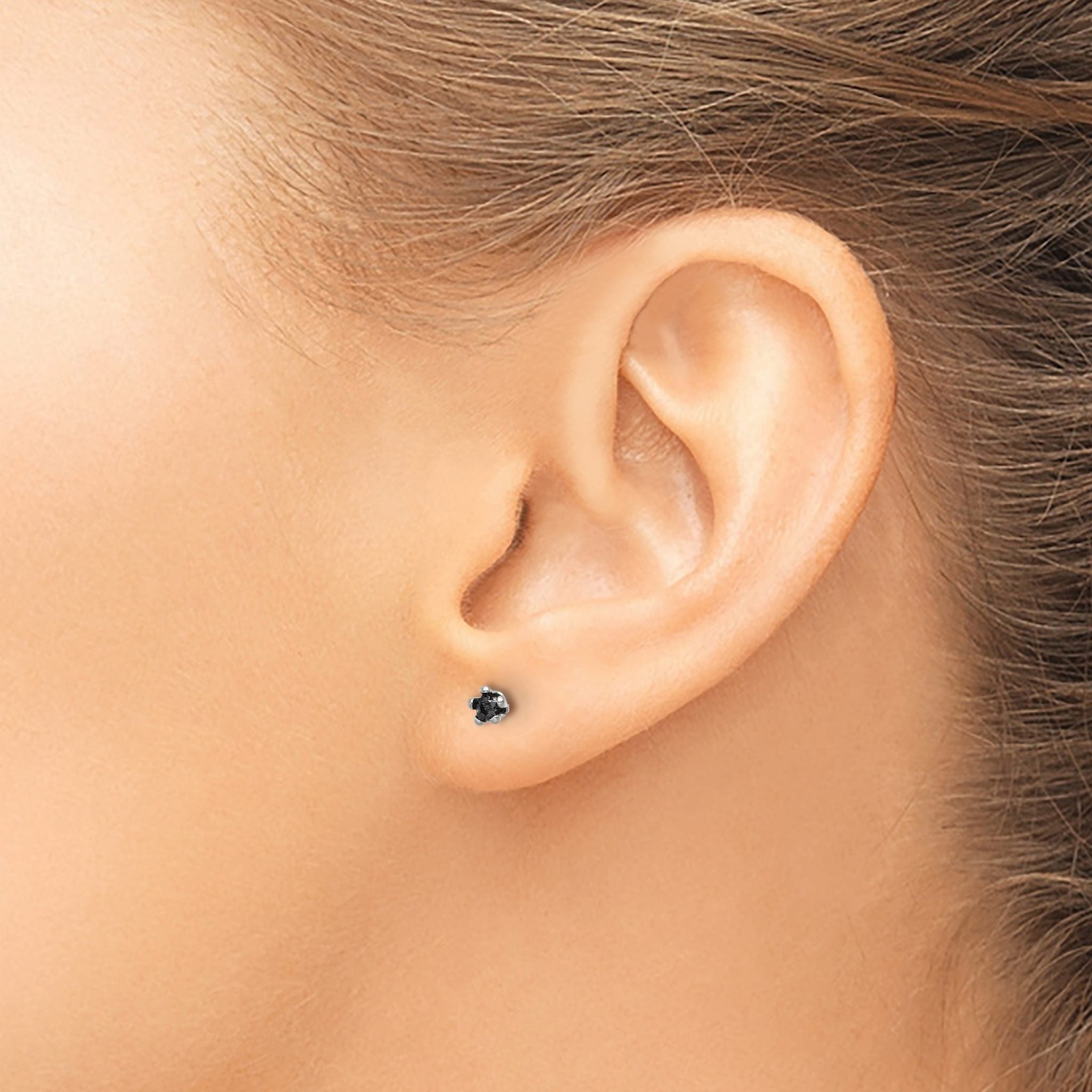 Stainless Steel Polished Star Black Cubic Zirconia Stud Earrings Secondary image