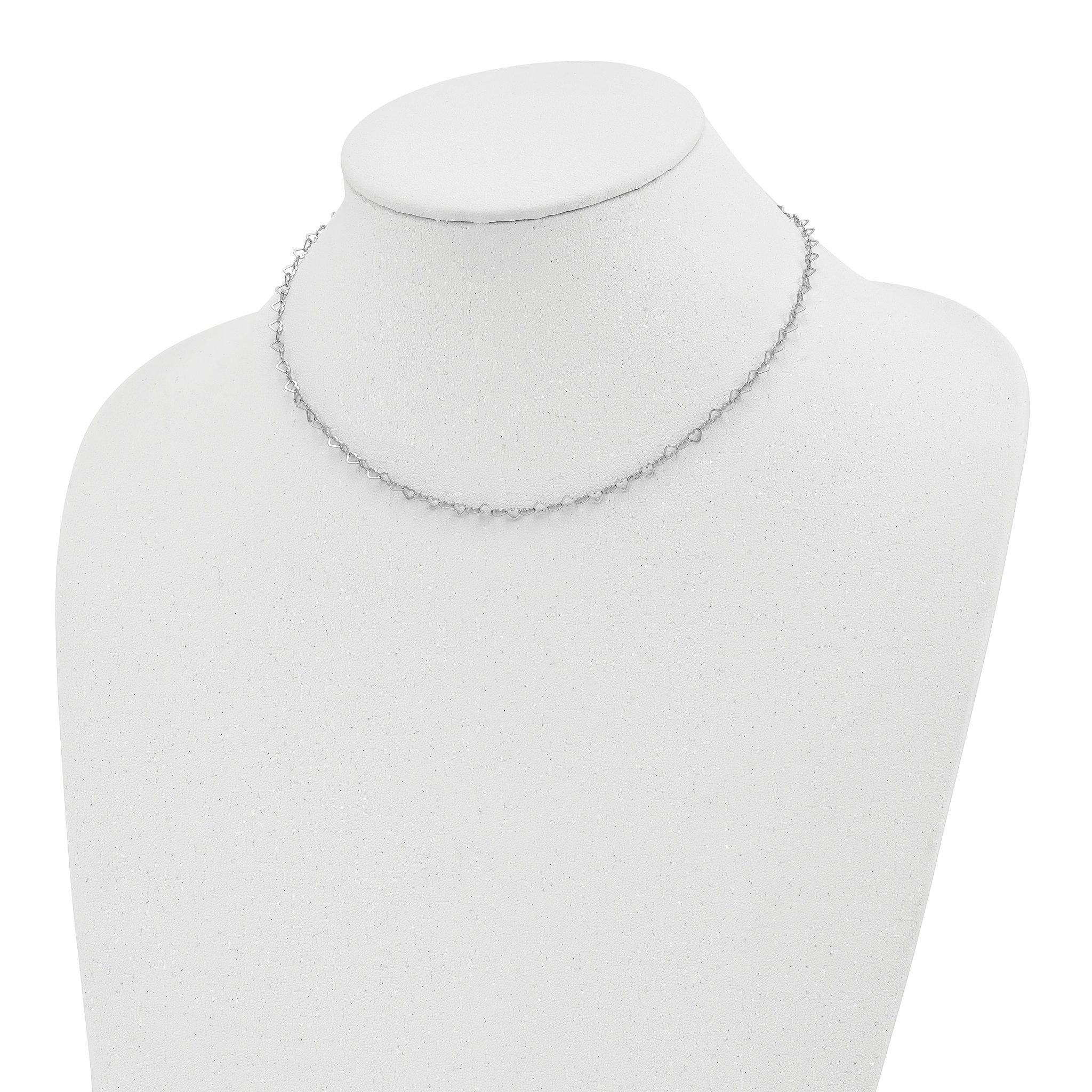 Sterling Silver Polished Hearts Link w/4 in ext Choker Secondary image