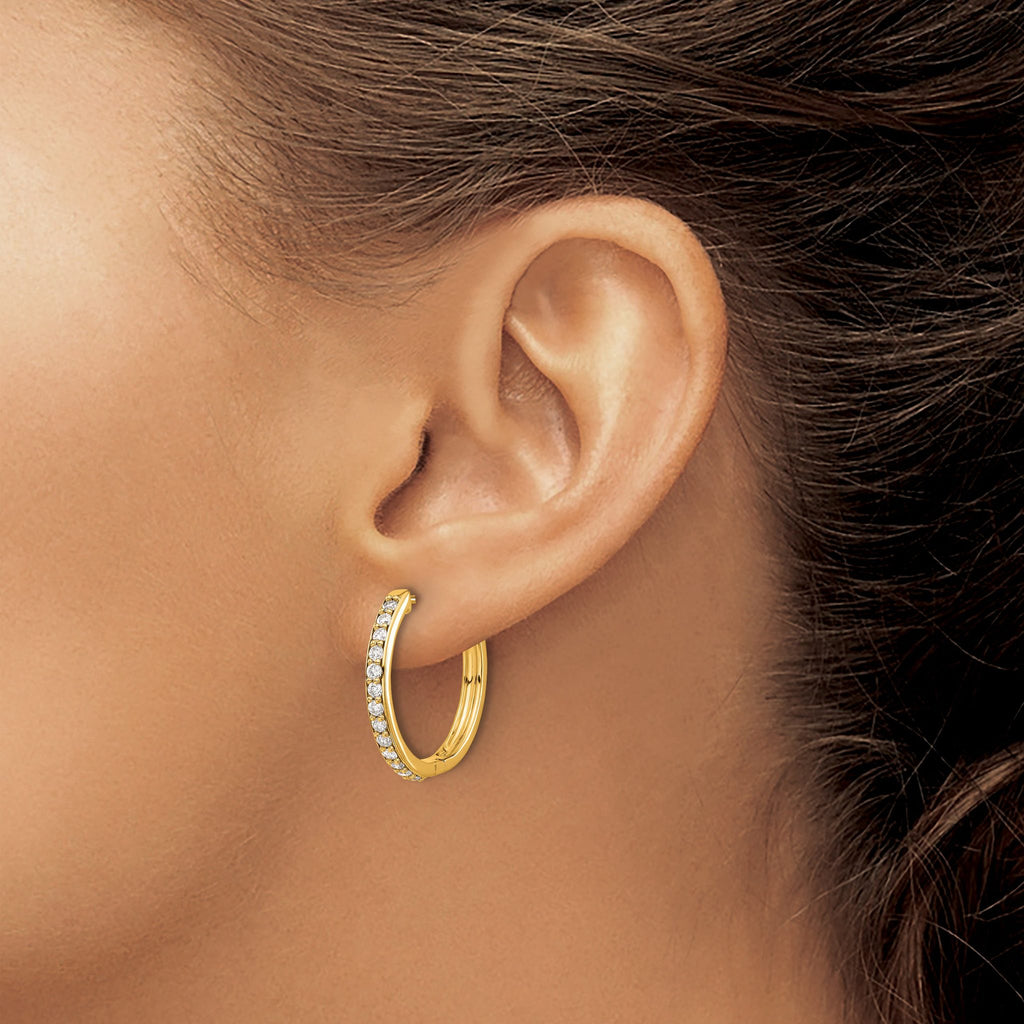 10k Diamond Hinged Hoop Earrings