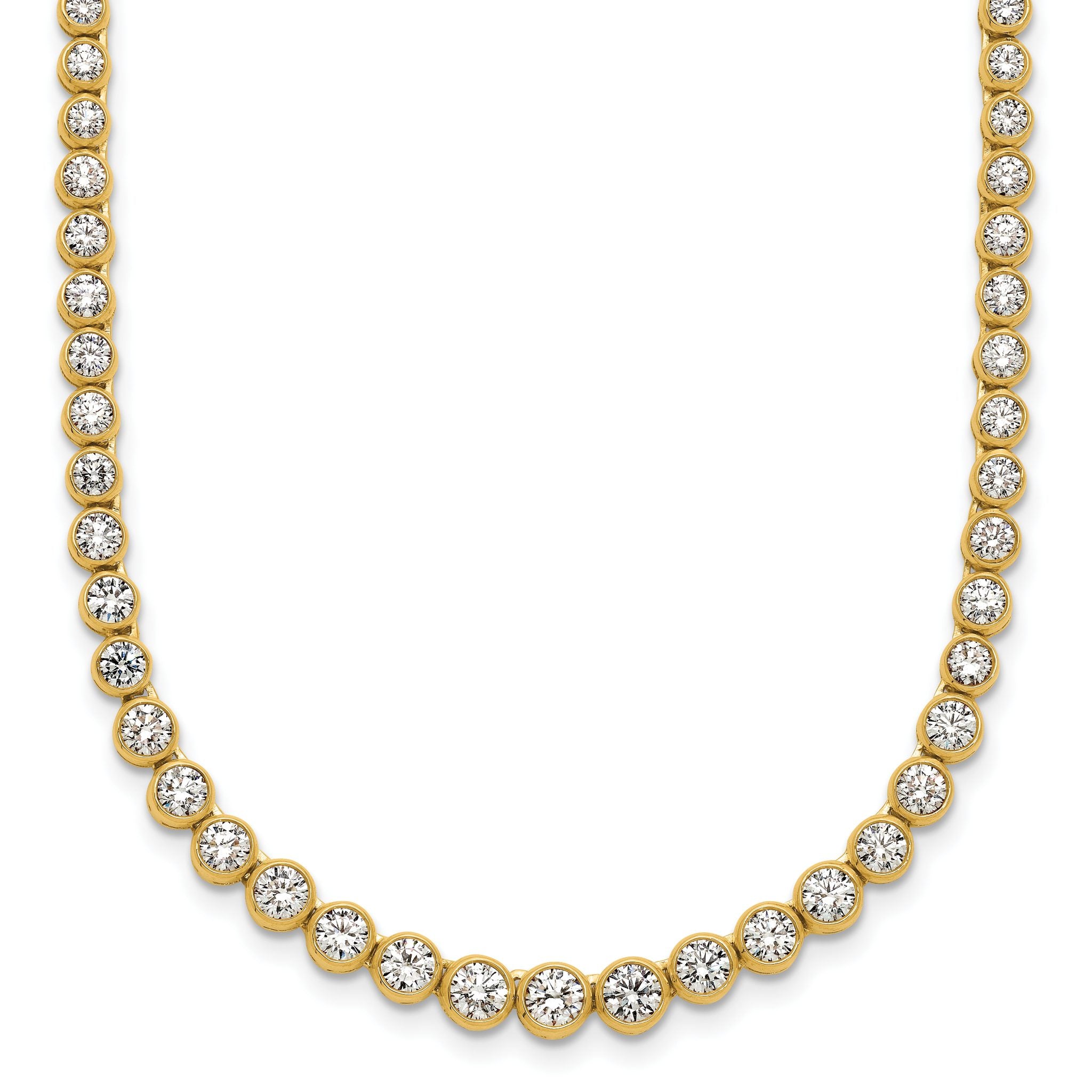 14k 5 carat Lab Grown Diamond VS/SI+ G+ 16 inch with a 2 inch extension Graduated Bezel Set Tennis Necklace Main image