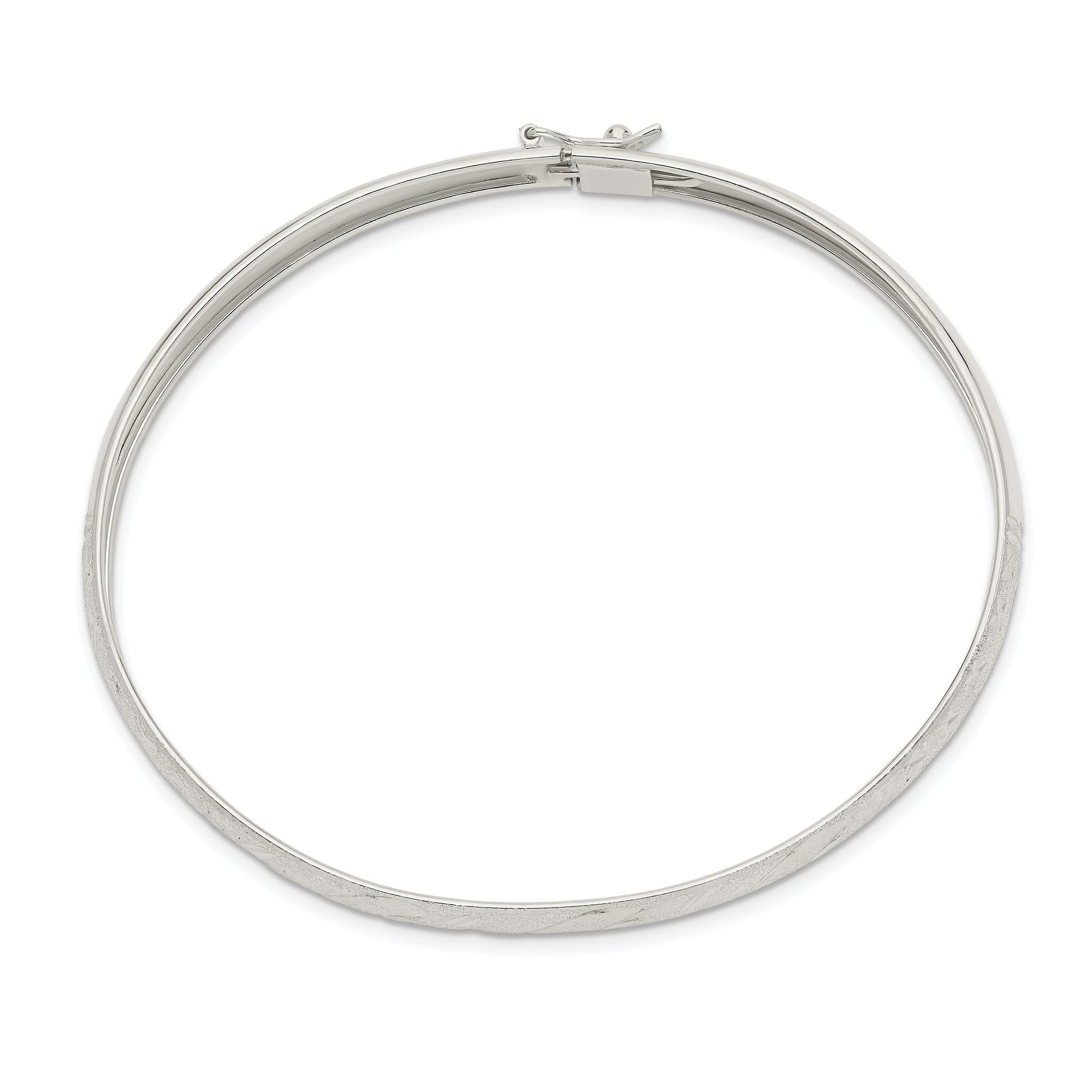 Sterling Silver 6.5mm Diamond-cut Flexible Bangle Secondary image