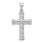 Sterling Silver 925 Polished 3D Latin Cross Pendant Rhodium-Plated