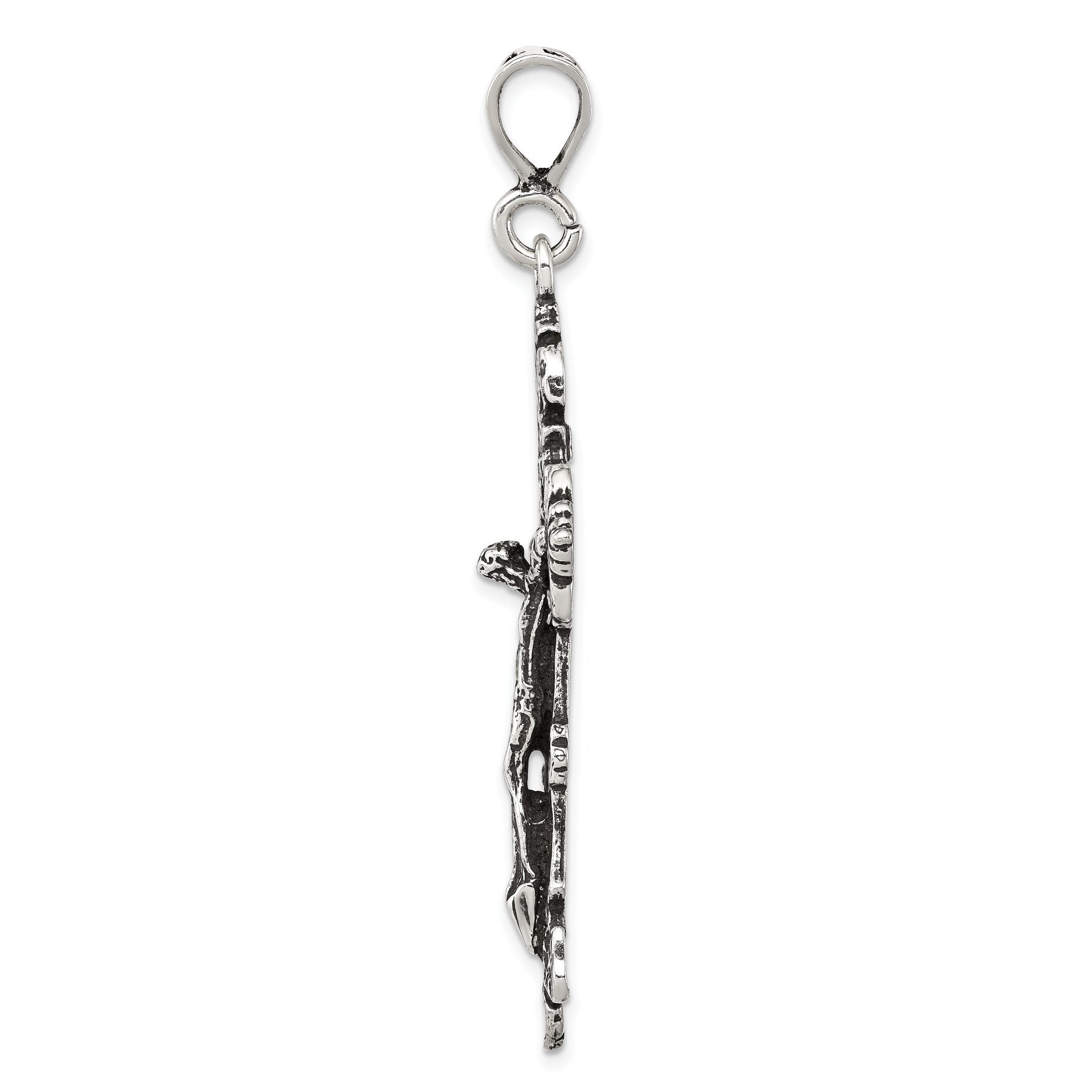 Sterling Silver 925 Antiqued Crucifix Charm with Polished Finish Secondary image