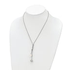 Sophia Jewelers Sterling Silver Shell Pearl Necklace with Rhodium-Plated Beads