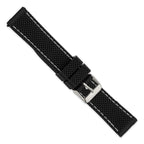 Textured Silicone Watch Band in Black with Silver-Tone Buckle, 20mm
