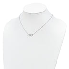 Sterling Silver Rhodium-plated Polished Double Linked Heart 16 inch Necklace with 2 inch extension