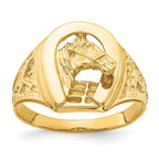 14k Polished Horseshoe with Horse in Center Ring