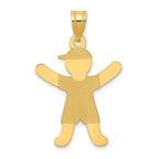 14K Gold Boy with Hat Charm Laser Polished, Themed Pendant