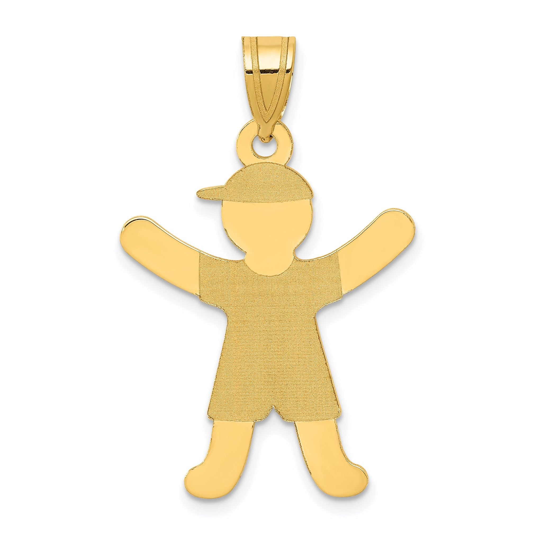 14K Gold Boy with Hat Charm Laser Polished, Themed Pendant