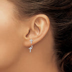 Sophia Jewelers Sterling Silver CZ Cross Dangle Earrings with Rhodium Finish
