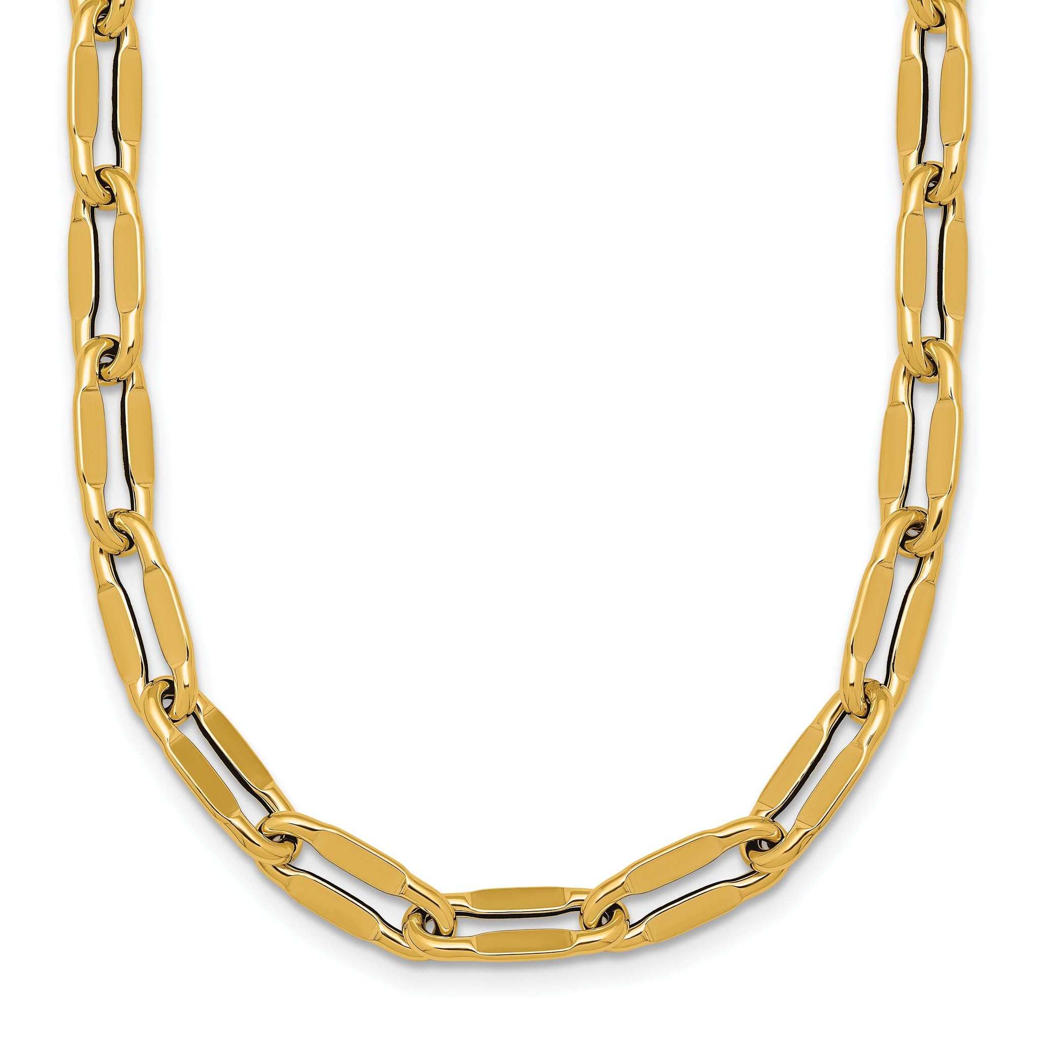 14k Polished 5.5mm Flattened Oval Cable Fancy Link 18 inch Necklace Main image
