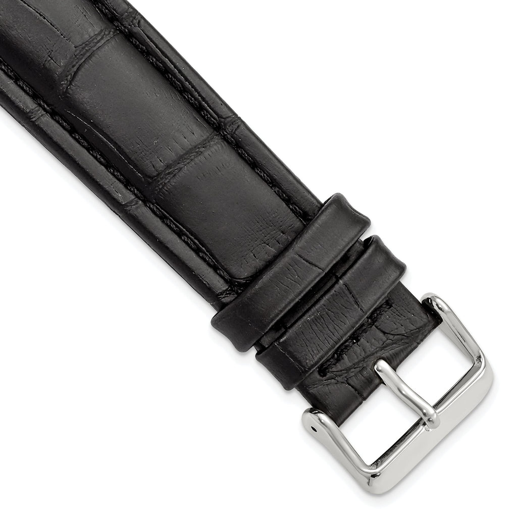 Matte Alligator-Grain Leather Watch Band in Black, 14mm