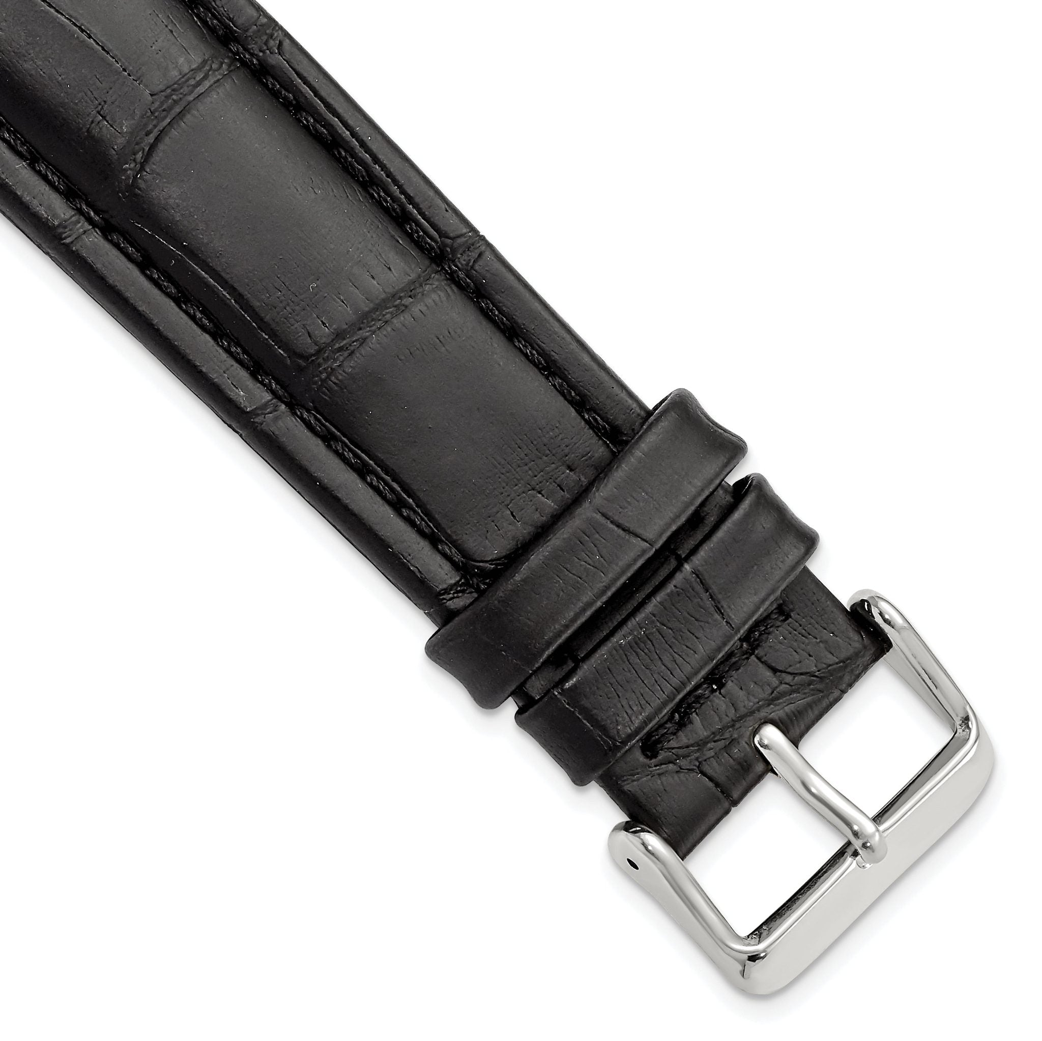 Matte Alligator-Grain Leather Watch Band in Black, 14mm