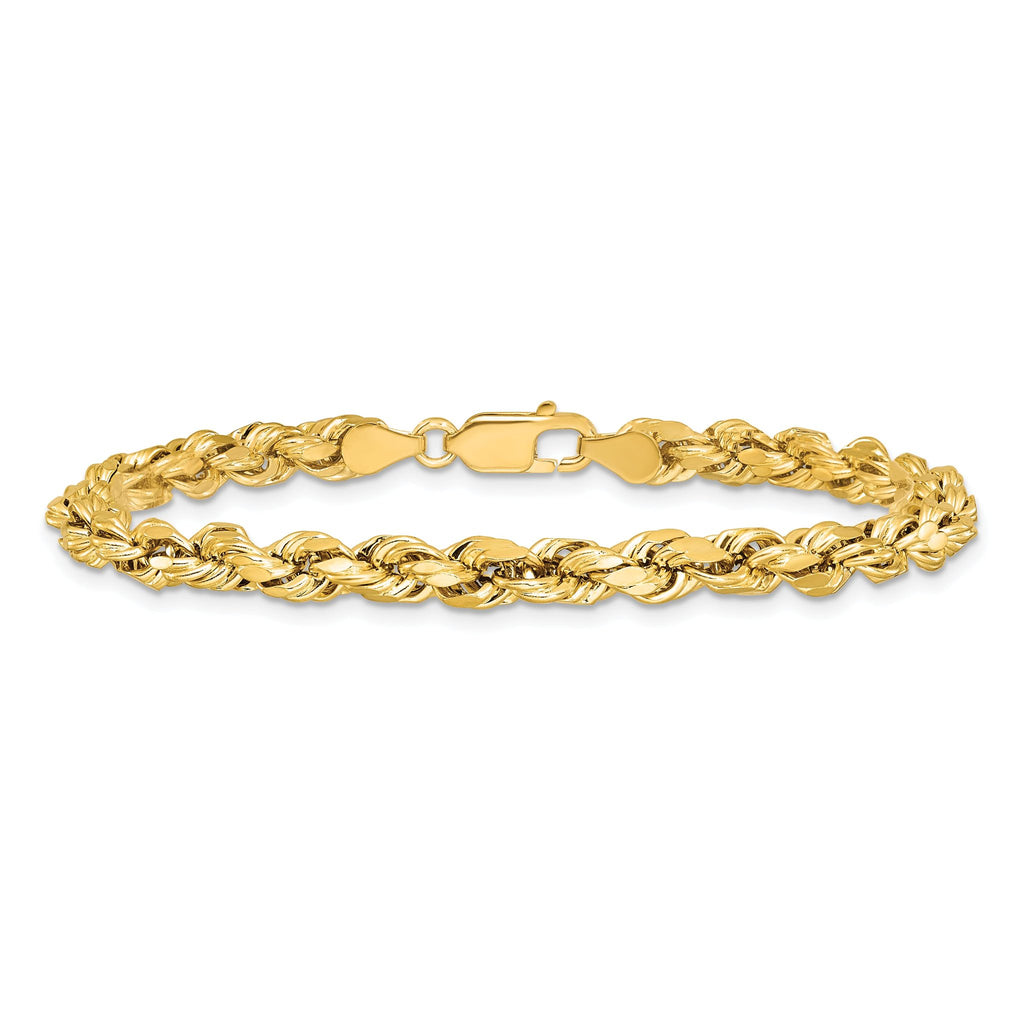 14K 7 inch 4.9mm Semi Solid Diamond-cut Rope with Lobster Clasp Chain