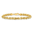 14K 7 inch 4.9mm Semi Solid Diamond-cut Rope with Lobster Clasp Chain
