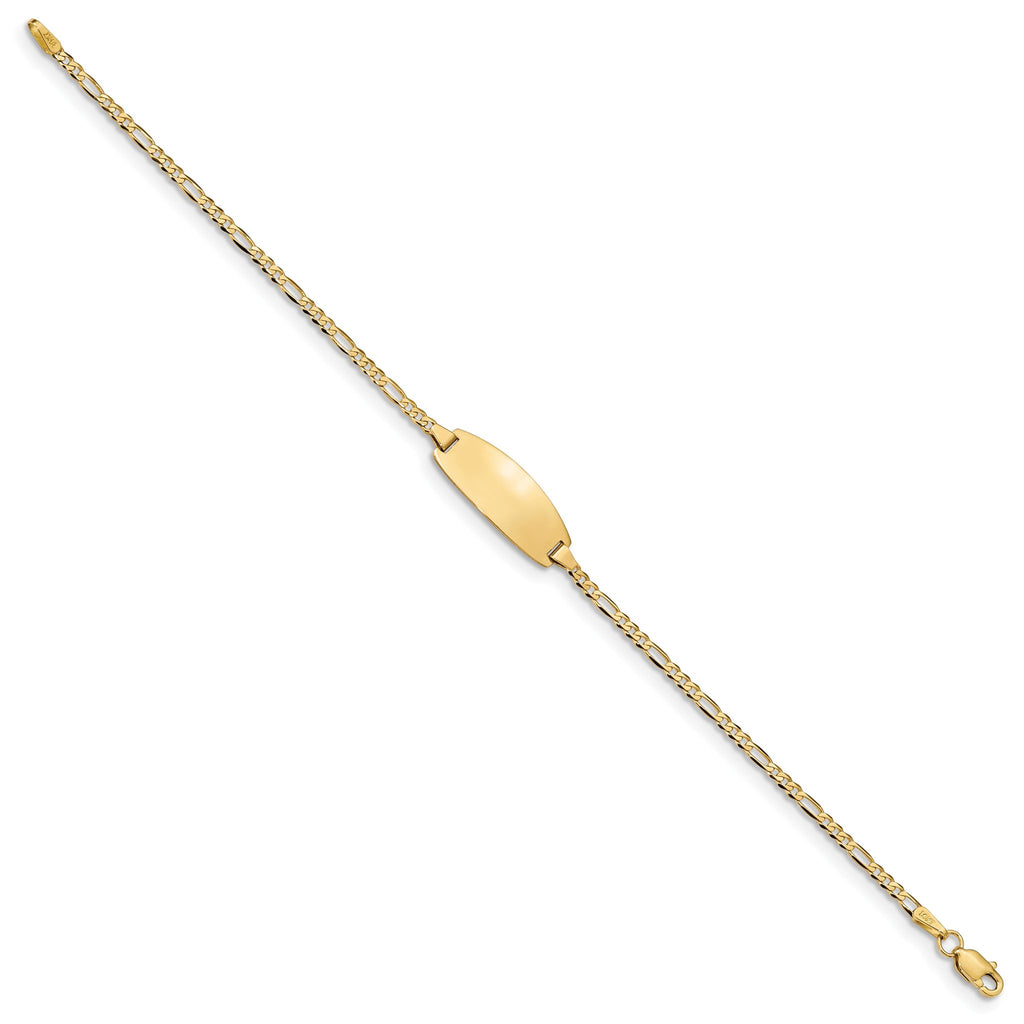 14k Polished Solid Chain/Solid Plate Figaro Link Oval 18.5x7.5mm Plate 5.5 inch Baby/Child ID Bracelet